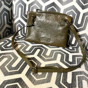 Leather Olive Green Lucky Brand Three Sectioned Crossbody/Clutch